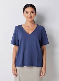 Tricou croială dreaptă mâneci scurte albastru ARMOR LUX femeie