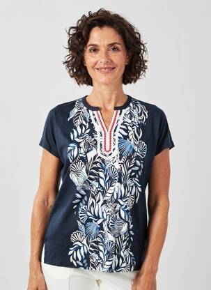Tricou imprimeu fantezie mâneci scurte albastru OLSEN femeie