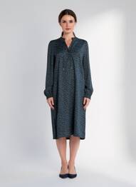 Rochie midi croială fluidă mâneci lungi albastru STREET ONE femeie