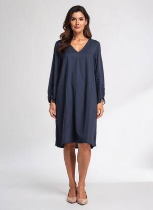 Rochie midi croială fluidă mâneci lungi albastru STREET ONE femeie
