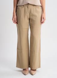 Pantalon drept talie cu cleme mărime normală bej COUTURIST femeie