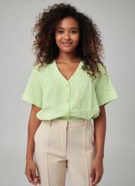 Cămașă țesătură crep mâneci scurte verde COUTURIST femeie