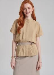 Cămașă țesătură crep mâneci scurte bej COUTURIST femeie