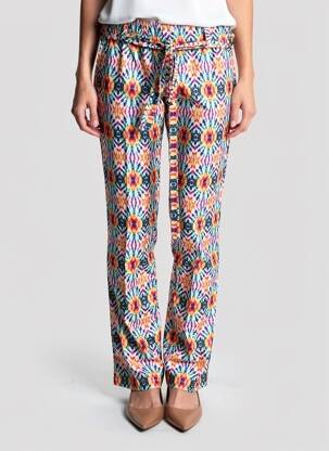 Pantalon drept țesătură poplin mărime normală albastru FA CONCEPT femeie