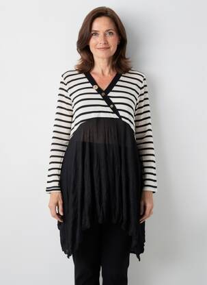 Tunică mâneci lungi guler în v negru KATMAI femeie