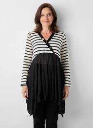 Tunică mâneci lungi guler în v negru KATMAI femeie