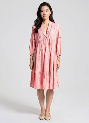 Rochie midi mâneci 3/4 mâneci 3/4 roz OLSEN femeie