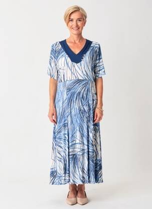 Rochie midi mâneci scurte mâneci scurte albastru PAUPORTÉ femeie