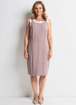 Rochie midi fără mâneci fără mâneci maro CHRISTINE LAURE femeie