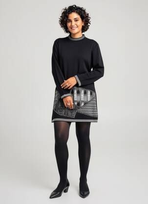 Rochie pulover elasticitate mâneci lungi negru RODAM femeie