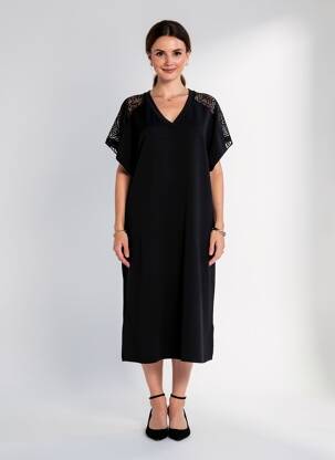 Rochie midi mâneci scurte mâneci scurte negru SOYACONCEPT femeie
