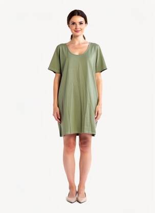 Rochie scurtă mâneci scurte mâneci scurte verde închis M.X.O femeie