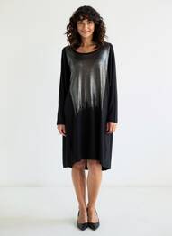 Rochie midi mâneci lungi mâneci lungi negru MAT FASHION femeie