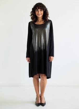 Rochie midi mâneci lungi mâneci lungi negru MAT FASHION femeie