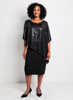 Rochie midi mâneci scurte mâneci scurte negru ONE O ONE femeie