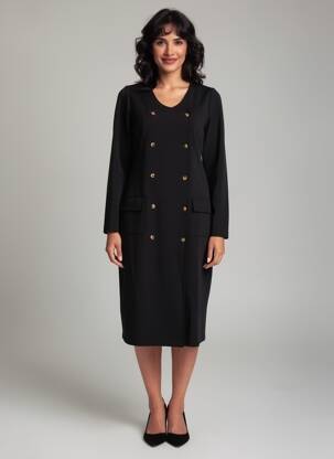 Rochie midi mâneci lungi mâneci lungi negru AGATHE & LOUISE femeie