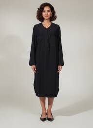 Rochie midi mâneci lungi mâneci lungi negru SEMIOLOGY femeie