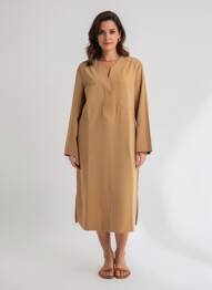 Rochie midi mâneci lungi mâneci lungi bej SEMIOLOGY femeie