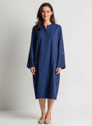 Rochie midi mâneci lungi mâneci lungi albastru SIGNATURE femeie