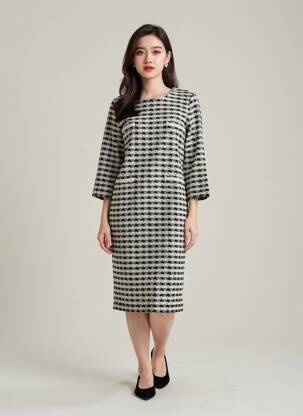 Rochie midi mâneci 3/4 mâneci 3/4 negru ALEXANDER & JACOB femeie