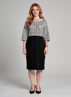 Rochie midi mâneci 3/4 mâneci 3/4 negru ALEXANDER & JACOB femeie