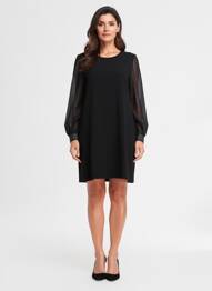 Rochie scurtă mâneci lungi mâneci lungi negru SEMIOLOGY femeie
