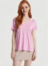 Tricou guler în v mâneci scurte violet LA PETITE ETOILE femeie
