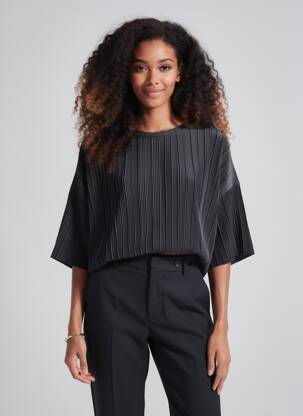 Top elasticitate mâneci scurte negru ONLY femeie