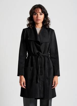 Trench buzunare fără glugă negru ONE O ONE femeie