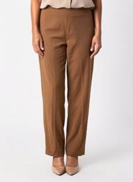 Pantalon drept talie elastică mărime normală maro MAT. femeie