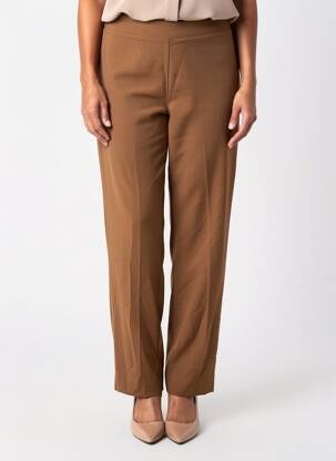 Pantalon drept talie elastică mărime normală maro MAT. femeie