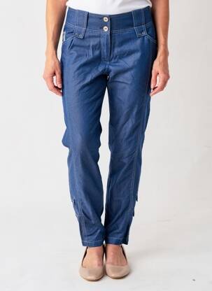 Pantalon slim țesătură poplin mărime normală albastru QUATTRO femeie