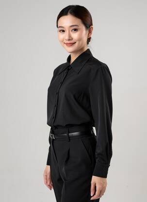 Cămașă țesătură crep mâneci lungi negru PRUNELLE femeie