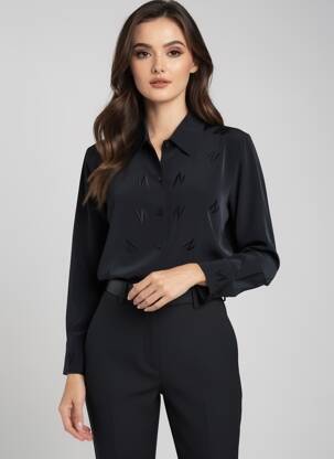 Cămașă țesătură crep mâneci lungi negru PRUNELLE femeie