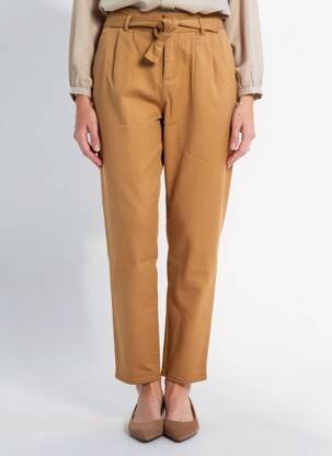 Pantalon drept țesătură crep talie înaltă bej WAY (WAY ARE YOU) BY IKKS femeie