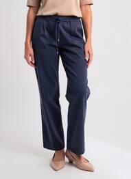 Pantalon chino țesătură poplin mărime normală albastru GEISHA femeie