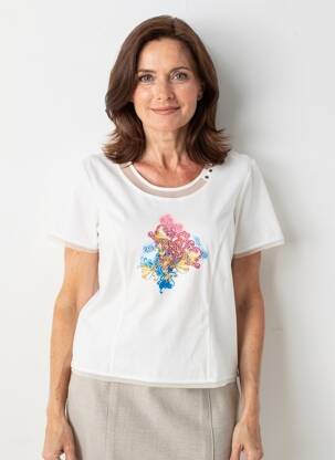 Tricou elasticitate mâneci scurte alb PAUPORTÉ femeie