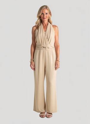 Salopetă-pantalon închidere cu fermoar la spate fără mâneci auriu ESTEL COLLECTION femeie