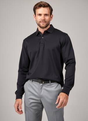 Polo mâneci lungi mâneci lungi negru TBS bărbat