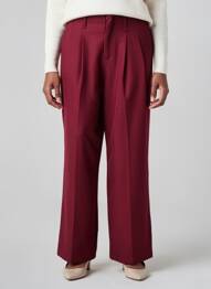 Pantalon larg țesătură crep talie înaltă roșu KILKY femeie