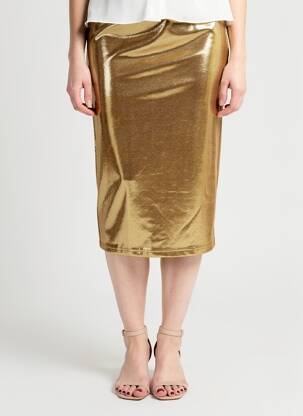 Fustă midi elasticitate auriu ATELIER EVÈNE femeie