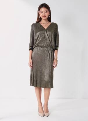 Rochie midi mâneci scurte mâneci scurte auriu AKOZ DE TOI femeie