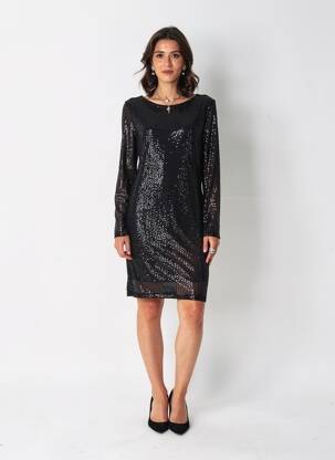 Rochie scurtă croială fluidă mâneci lungi negru JOLIFLY & JUSTINE Y femeie