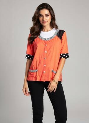 Jachete casual guler rotund portocaliu FILIPINE LAHOYA femeie