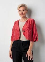 Bolero efect material satinat roșu QUATTRO femeie