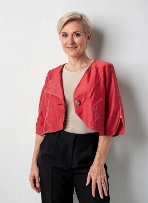 Bolero efect material satinat roșu QUATTRO femeie