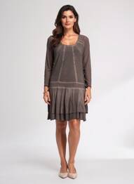 Rochie midi mâneci lungi mâneci lungi maro MALOKA femeie
