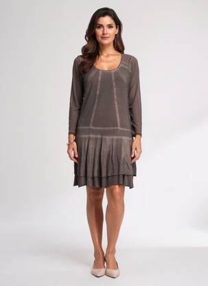 Rochie midi mâneci lungi mâneci lungi maro MALOKA femeie