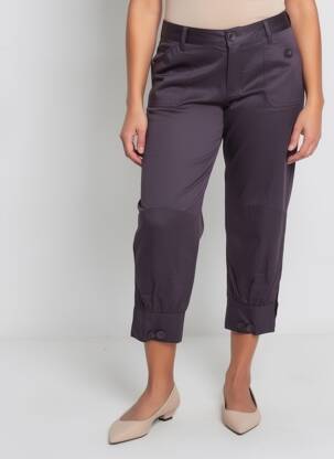 Pantalon trei sferturi țesătură poplin mărime normală violet DIPLODOCUS femeie
