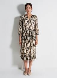 Rochie midi mâneci 3/4 mâneci 3/4 bej SOYANG femeie